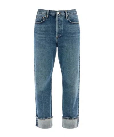 Agolde Ladies Fran Invention Low Slung Straight Jeans In Blue