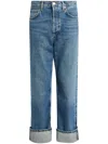 Agolde Fran High Rise Ankle Straight Jeans In Dwell In Blue
