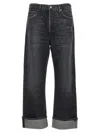 Agolde Fran High Rise Wide Leg Low Slung Cuffed Jeans In Ditch