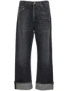 Agolde 'fran' Black Bootcut Jeans With Cuffs In Grey