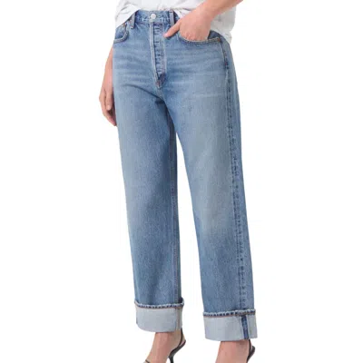 Agolde Fran Low Slung Easy Straight Jean In Invention In Blue