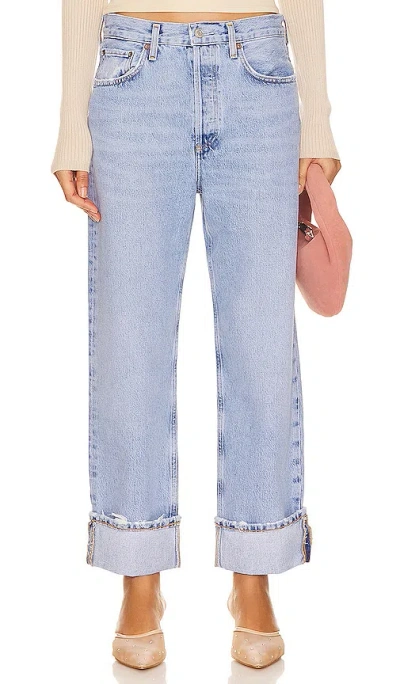 Agolde Marbled Fran Low Slung Straight Jeans In Blue