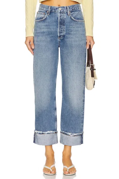 Agolde Fran Low Slung Easy Straight Jeans In In Reign In Blue