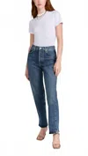Agolde Fran Low Slung Straight In Dwell In Blue