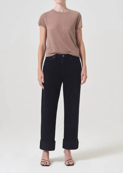 Agolde Mid-rise Wide-leg Denim Trousers In Black