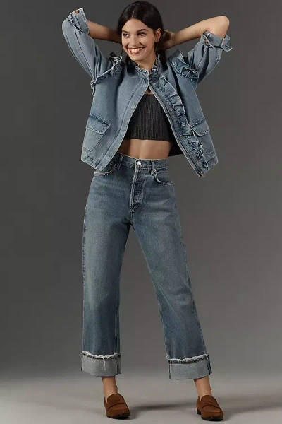 Agolde Fran Low-slung Straight Jeans In Blue