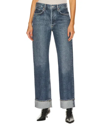 Agolde Ladies Fran Invention Low Slung Straight Jeans In Blue