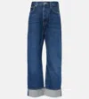 Agolde Blue Fran Low Slung Straight Jeans In Blue