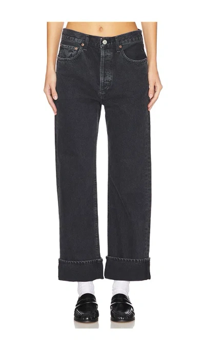 Agolde Fran Low-rise Straight-leg Organic Jeans In Black