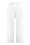 Agolde Fran High Rise Wide Leg Low Slung Cuffed Jeans In Milkshake In Mshak Milkshake