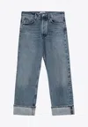 Agolde Fran Invention Low-slung Straight Jeans In Light Blue