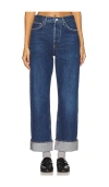 Agolde Blue Fran Low Slung Straight Jeans In Blue