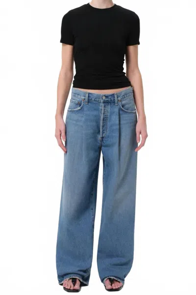 Agolde Franka Pleated Baggy Jeans In Mantra In Blue