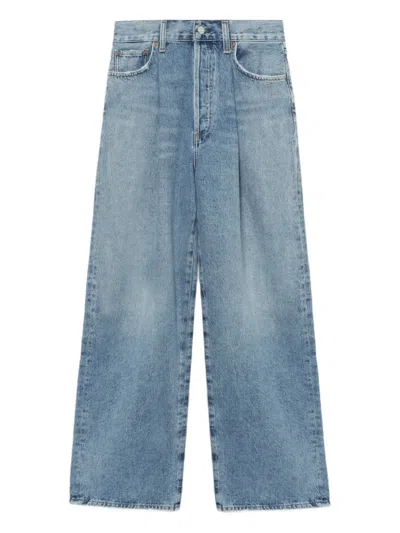 Agolde Franka Pleated Jeans In Blue