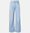 Agolde Franka Pleated Mid-rise Wide-leg Jeans In Blue