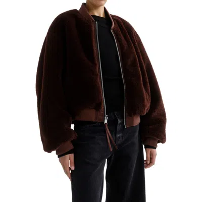 Agolde Frankie Reversible Bomber Jacket In Morello Dk Reddish Brown