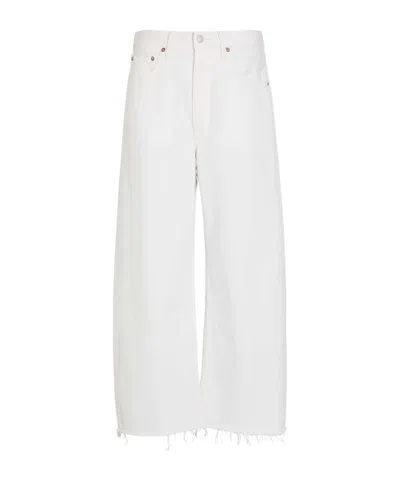 Agolde Frayed Barrel-leg Jeans In White