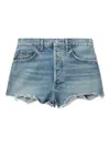 Agolde Frayed Denim Shorts In Blue
