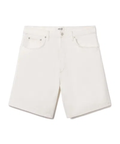 Agolde Frayed Hem Denim Shorts In White