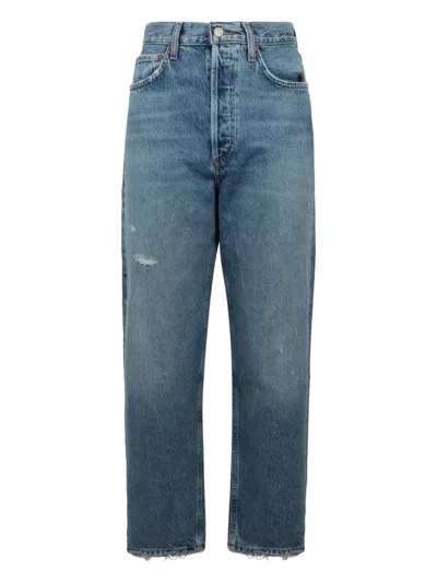 Agolde Frayed-hem Five-pocket Jeans In Blue