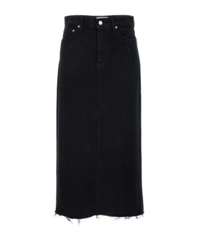 Agolde Black Della Denim Midi Skirt