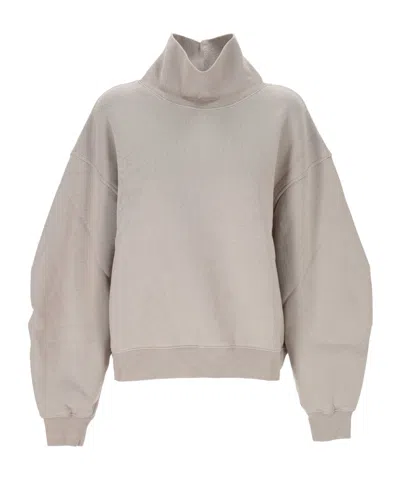 Agolde Funnelneck Cropped Sweatshirt In Gray