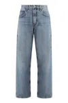 Agolde Wide-leg Light Blue Denim Trousers In Blue