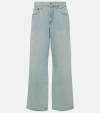 Agolde Low Curve Fray Rigid Mid-rise Barrel-leg Jeans In Blau