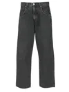 Agolde Faded Relaxed Wide-leg Fusion Jeans In Black