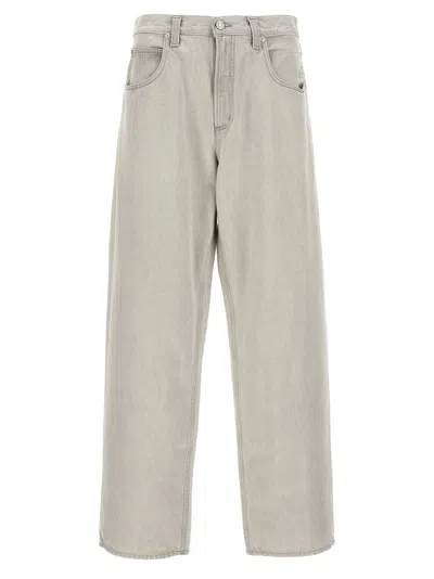 Agolde "blend" Wide Leg Denim Trousers With Pockets In Grey