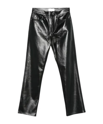 Agolde Glossy Straightleg Leathereffect Trousers In Black