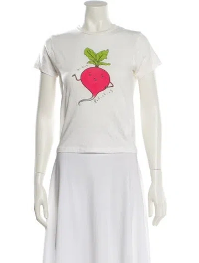 Pre-owned Agolde Graphic Print Crew Neck T-shirt In White