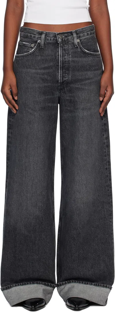 Agolde Dame High Rise Straight Jeans In Black