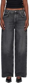 Agolde Gray Low Slung Baggy 30.5 Jeans In Black