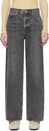 Agolde Gray Low Slung Baggy Jeans In Spirit