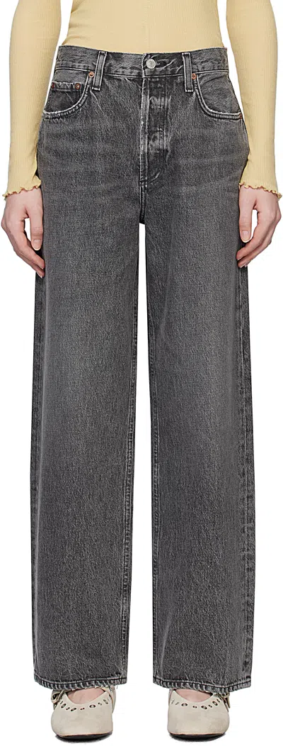 Agolde Grey Low Slung Baggy Jeans In Spirit