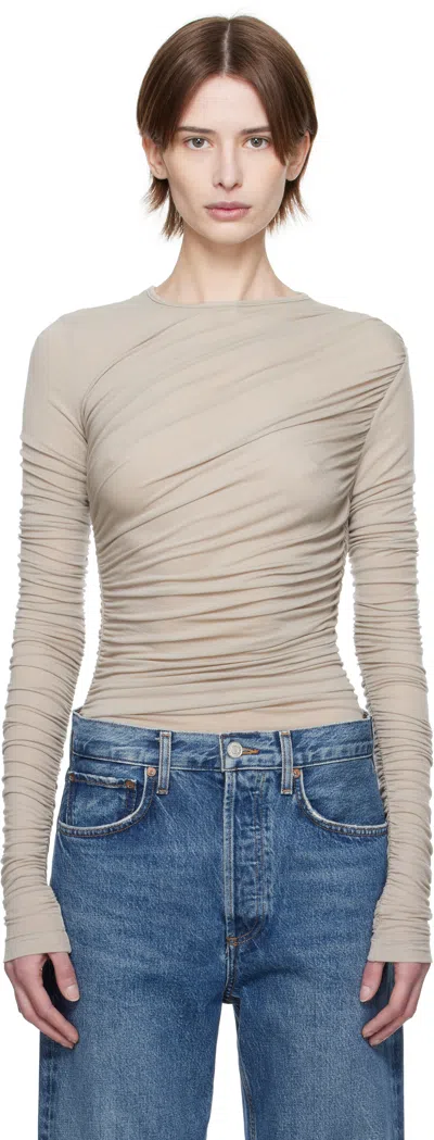 Agolde Gray Tania Twist T-shirt In Dolphin