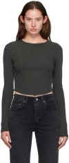 Agolde Green Nova Long Sleeve T-shirt In Marker