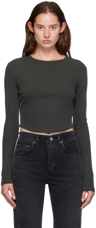 Agolde Green Nova Long Sleeve T-shirt In Marker