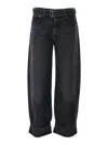 Agolde Jeans Cuffer Taper Grey Washed Effect In Black