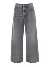 Agolde Grey Jeans With Low Waist And Wide Leg In Denim Woman In Grey