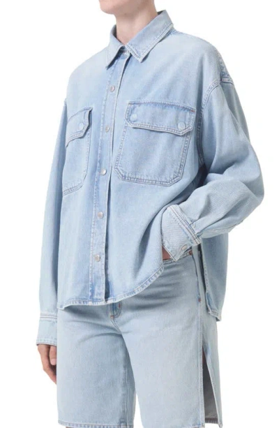 Agolde Gwen Denim Shirt Jacket In Blu