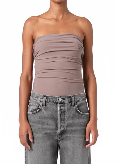 AGOLDE GWYNETH FIT BODYSUIT IN TAUPE