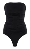 Agolde Gwyneth Strapless Jersey Bodysuit In Black