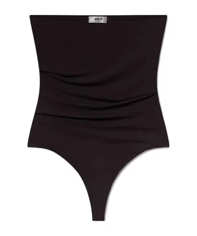Agolde Gwyneth Ruched Bodysuit In Brown