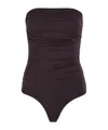 Agolde Gwyneth Ruched Stretch-jersey Bodysuit In Burgundy