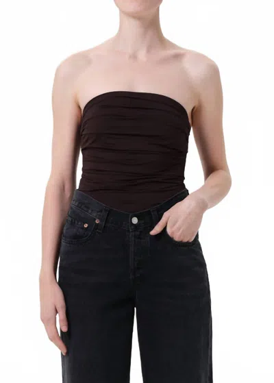 Agolde Gwyneth Strapless Bodysuit In Chocolate In Brown