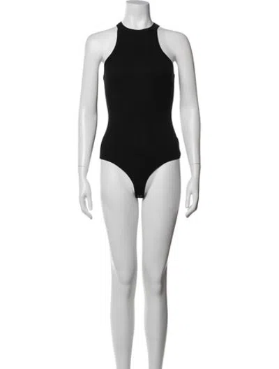 Pre-owned Agolde Halterneck Sleeveless Bodysuit In Black