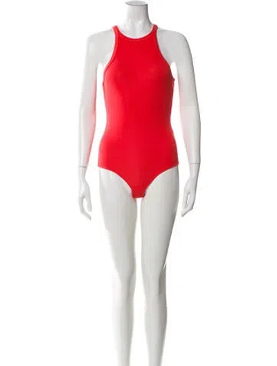 Pre-owned Agolde Halterneck Sleeveless Bodysuit In Orange