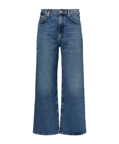 Agolde Blue Arc Jeans With Logo Patch On The Back And Wide Leg In Denim For Women